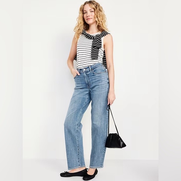Old Navy High Rise OG Loose Straight Jeans Light Wash Size 4 GUC - Picture 12 of 12